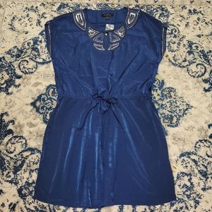 CY By Cynthia Vincent Navy Embellished Tunic Dress
